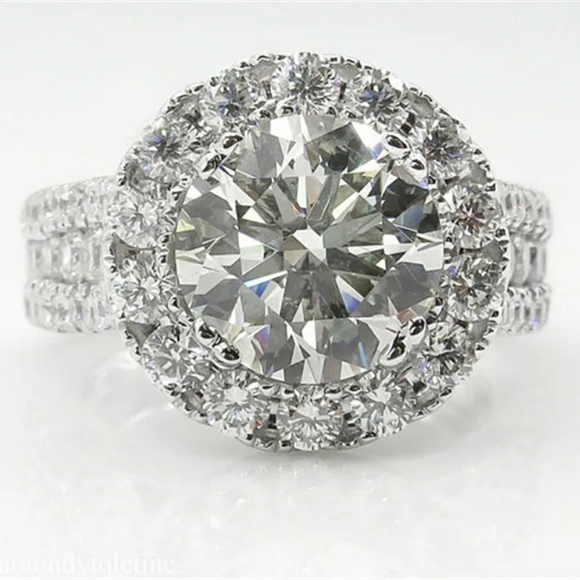 SILVER DIAMOND ENGAGEMENT RING - Picture 4 of 5